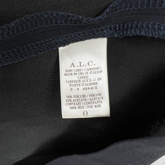 A.L.C. Dress Womens 0 Black Miro Viscose Blend Zipper Accent Mini Fit Flare Crew - Picture 10 of 14